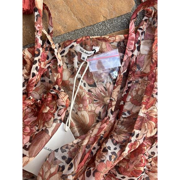 Tierra Maxi Dress in Peach Leopard Floral Tularosa NWT M ES - Picture 3 of 5